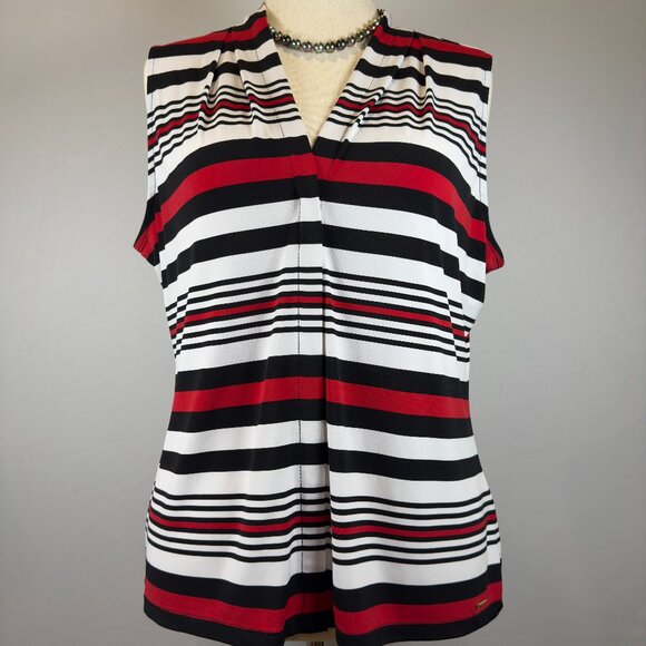 Calvin Klein Tops - Calvin Klein Sleeveless Blouse, Women's XL Stunning Stripes, Career Top